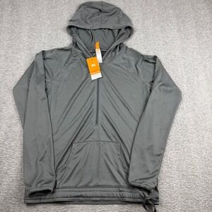 Lucy Get Fit Mesh Pullover Hoodie Gray Quarter Zip Activewear LU-111390019 Small